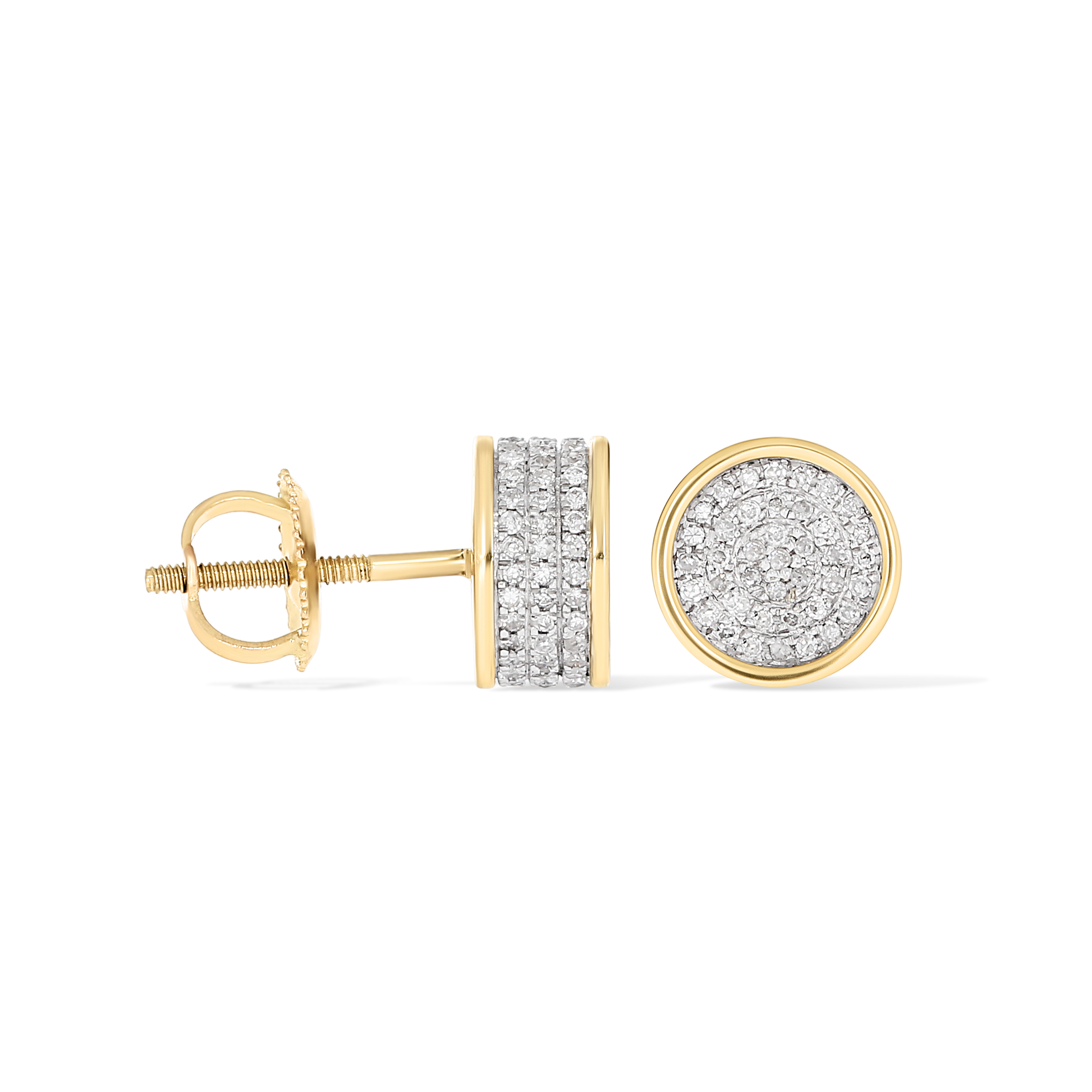 Diamond Earrings Round Solid Border 0.40 ct. 10k Yellow Gold
